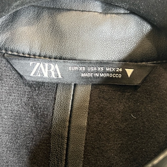 Zara Women's Black Faux Leather Midi Coat Dress - Picture 3 of 3